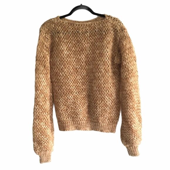 HAND KNIT Oversized Wool Chunky Knit Long Sleeve Sweater M - Picture 1 of 5